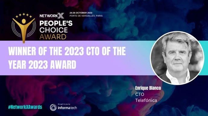 Archivo - El director global de Tecnología de Telefónica, Enrique Blanco, elegido como mejor CTO de 2023 en los People's Choice Awards de Network X.