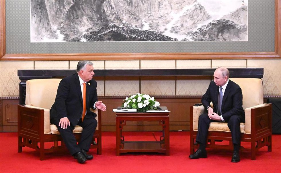 Reunión en Pekín entre el primer ministro de Hungría, Viktor Orbán, y el presidente de Rusia, Vladimir Putin