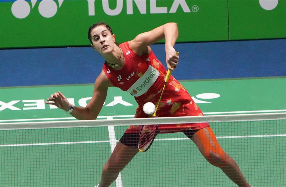 Carolina Marín durante un partido del Abierto de Francia 2023