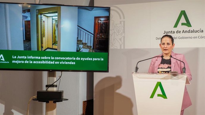 La delegada de Fomento, Articulación del Territorio y Vivienda de la Junta en Córdoba, Carmen Granados, durante la presentación de la convocatoria de ayudas.