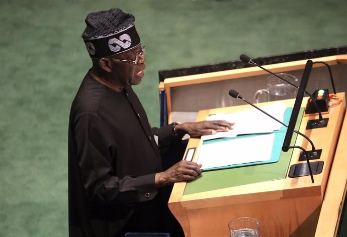 Archivo - El presidente de Nigeria, Bola Tinubu, durante su discurso ante la Asamblea General de Naciones Unidas