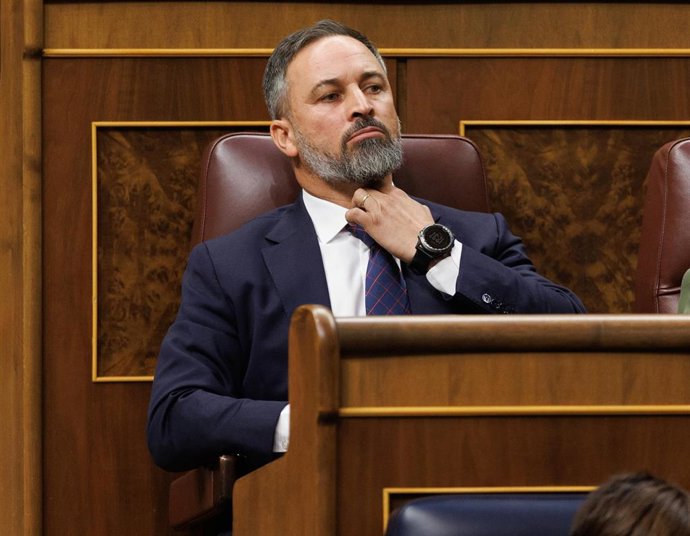 El líder de VOX, Santiago Abascal, en el Congreso de los Diputados.