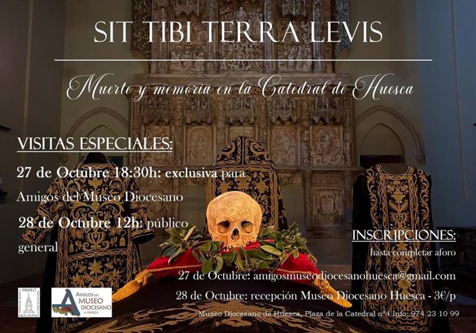 Cartel de las actividades del Museo Diocesano de Huesca 'Sit Tibi Terra Levis. Muerte y memoria en la Catedral de Huesca',