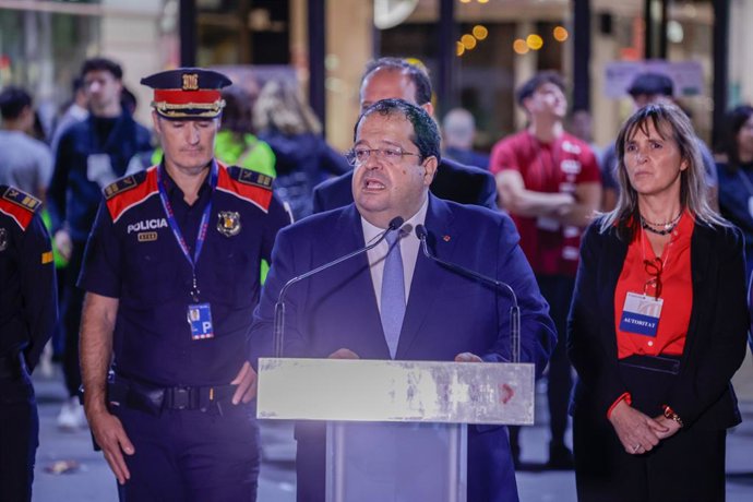 El conseller d'Interior de la Generalitat, Joan Ignasi Elena, durant les declaracions prvies al simulacre