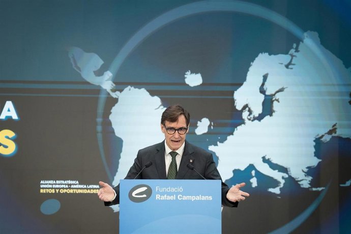 El primer secretario del PSC, Salvador Illa, en una jornada del PSC sobre UE y América Latina