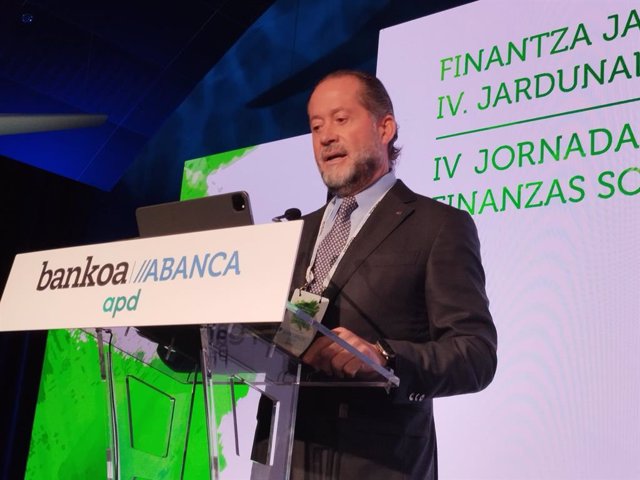 El presidente de Abanca, Juan Carlos Escotet, en la IV Jornada de Finanzas Sostenibles en Bilbao.