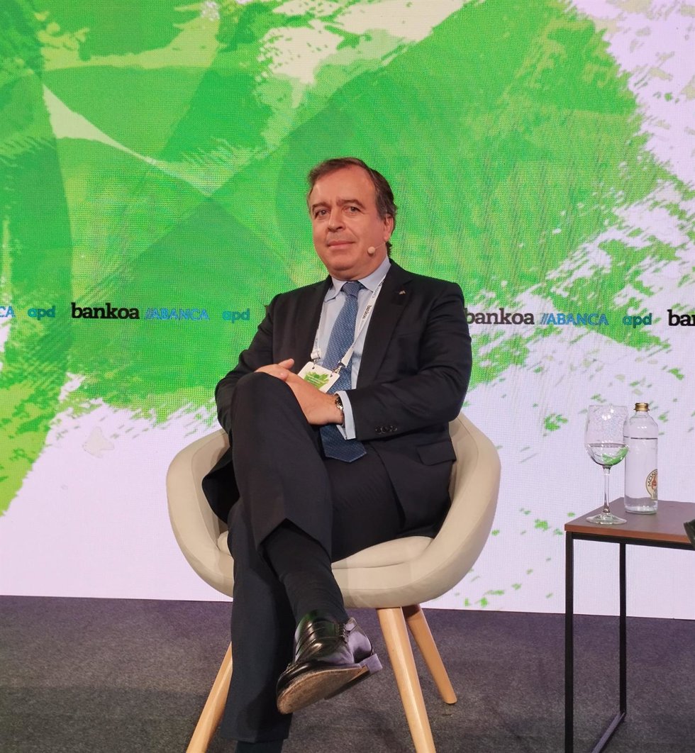 El CEO de Abanca, Francisco Botas, en la IV Jornada de Finanzas Sostenibles organizada por Bankoa Abanca y APD en Bilbao.