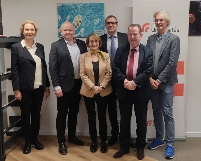 (Izq a dcha) Ingeborg Radok ádná  (Czech Rectors Conference), Hans Adolfsson, (SUHF), Eva Alcón (Crue), Guillaume Gellé, (FU), Carle Bonafous-Murat( FU) y Stephane Berghmans (EUA)