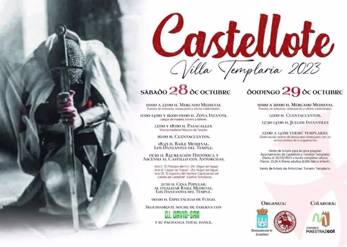 Cartel de la recreación histórica de Cartellote como Villa Templaria