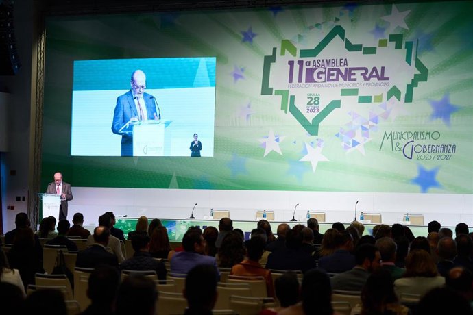 XI Asamblea General de la Federación Andaluza de Municipios y Provincias celebrada en el NH Collection, a 28 de octubre de 2023 en Sevilla (Andalucía, España). 