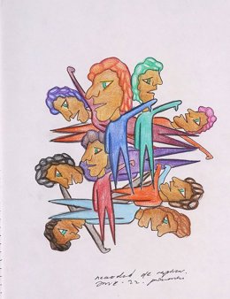 Obra del artista plástico José Medina Galeote de su exposición 'Telúrica' sobre la Peña de los Enamorados de Antequera (Málaga).