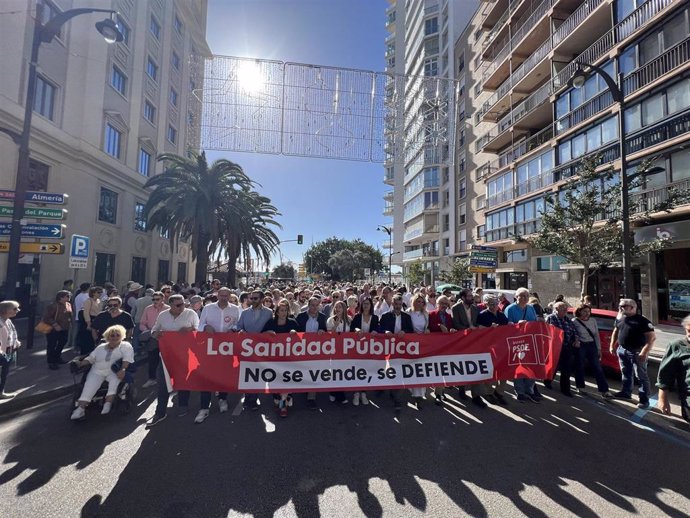 Delegación del PSOE en la manifestación en Málaga capital en defensa de la sanidad pública.