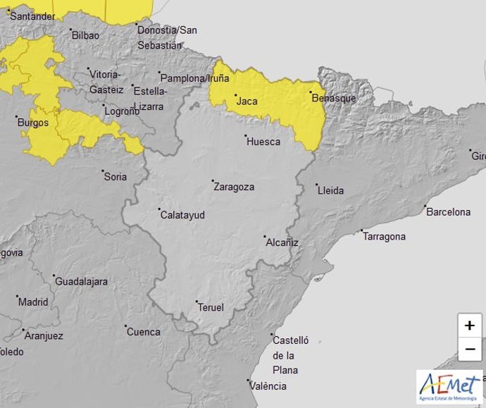 Aviso amarillo por lluvias este domingo.