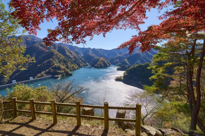 Archivo - Lago Okutama en Tokio.- Otoño