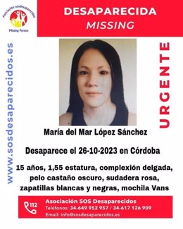 Cartel con la foto de la menor desaparecida en Fernán Núñez.