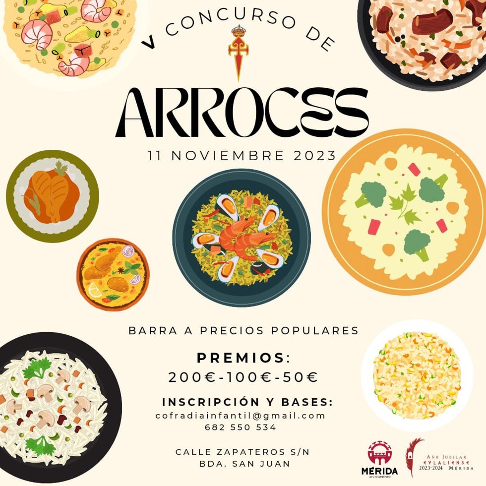 Cartel del V Concurso de Arroces de la Cofradía Infantil de Mérida