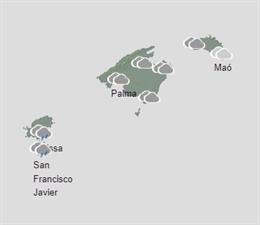 Mapa meteorológico de Baleares.