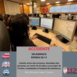Gráfico elaborado por el 112 con datos sobre el accidente ocurrido en Salamanca