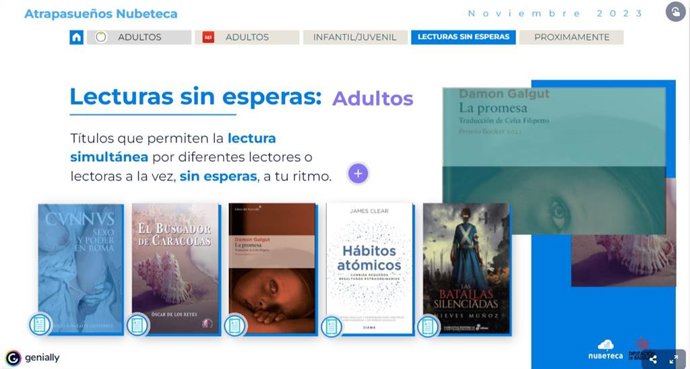 Lecturas sin esperas adultos en la campaña de otoño de 'Atrapasueños Nubeteca'.