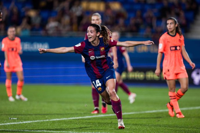 Aitana Bonmatí celebra un gol amb el FC Barcelona