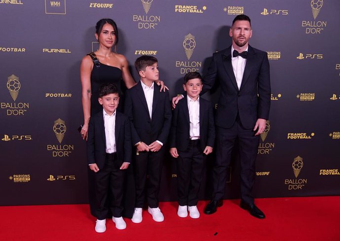 Leo Messi y su familia en la gala del Balón de Oro