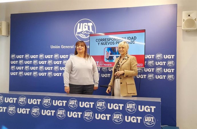 La vicesecretaria general de UGT, Cristina Antoñanzas, junto a la secretaria de Política Sindical, Social e Igualdad de UGT de Navarra, Marisol Vicente