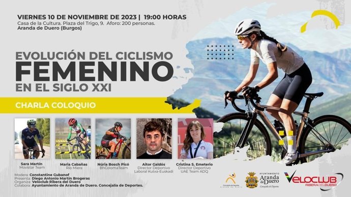 Sara Martín analizará la evolución del ciclismo femenino el 10 de noviembre en Aranda de Duero.