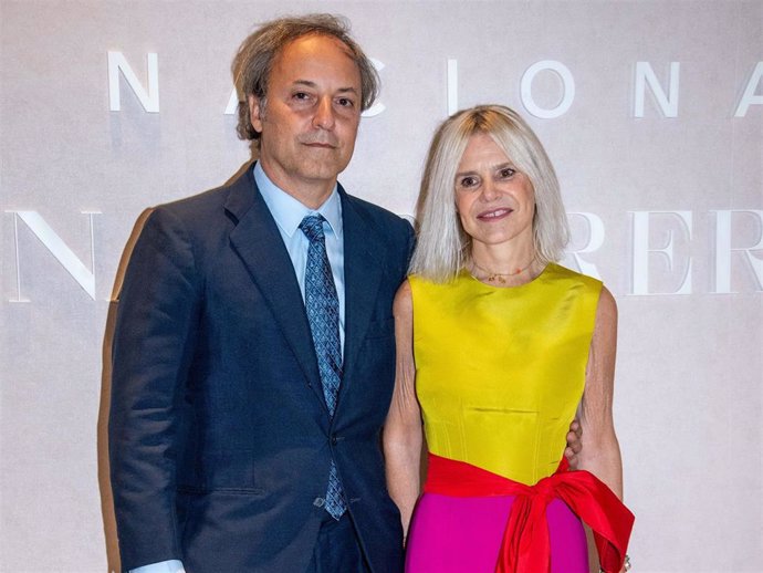 Narcís Rebollo y Eugenia Martínez de Irujo durante la inauguración de la exposición 'Maestras antiguas y modernas' que patrocina Carolina Herrera en el Museo Thyssen-Bornemisza