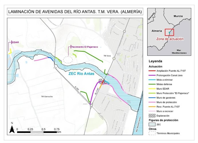 Proyecto de laminación de avenidas del Río Antas en Vera (Almería).