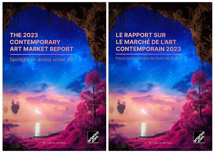 The work Flow by Josh Pierce on the cover of Artprices 2023 Contemporary Art Market Report, available in English and French for free on www.artprice.com