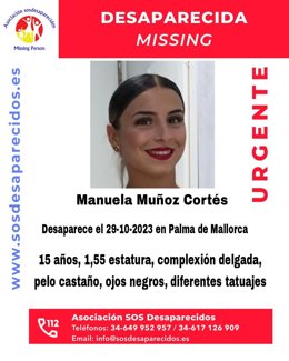 Cartel de la adolescente desaparecida en Palma desde el pasado 29 de octubre.