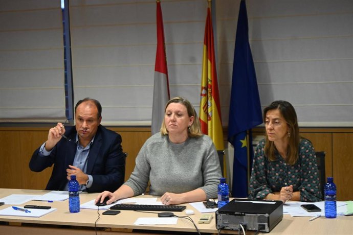 La consejera de Familia e Igualdad de Oportunidades, Isabel Blanco, en el centro, durante el encuentro telemático convocado por el ministerio de Inclusión.