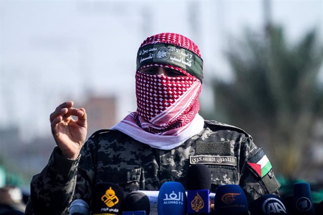 Archivo - El portavoz de las Brigadas Ezzeldín al Qassam, brazo armado del Movimiento de Resistencia Islámica (Hamás), Abu Obeida
