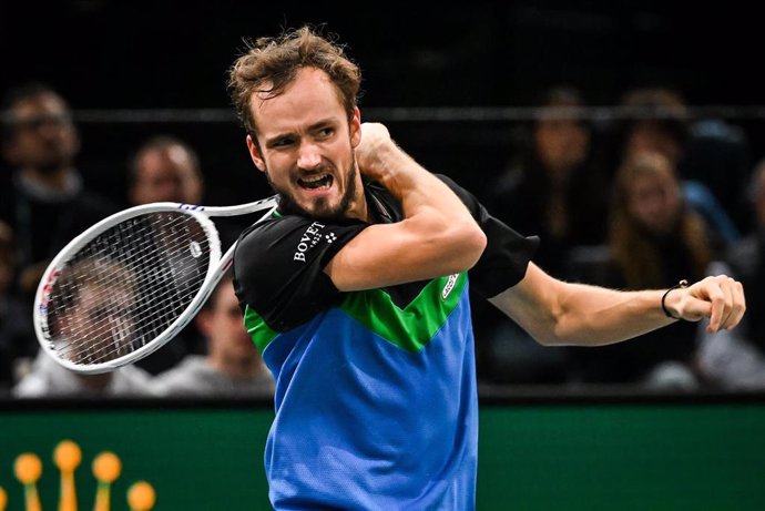 Daniil MEDVEDEV of Russia during the third day of the Rolex Paris Masters 2023, ATP Masters 1000 tennis tournament on November 01, 2023 at Accor Arena in Paris, France - Photo Matthieu Mirville / DPPI