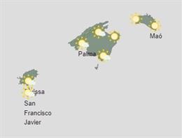 Mapa meteorológico de Baleares.