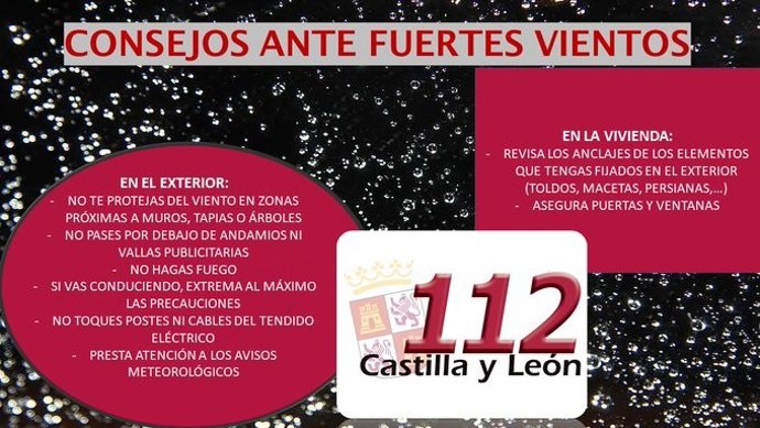 Gráfico elaborado por el 112 con consejos ante fuertes vientos