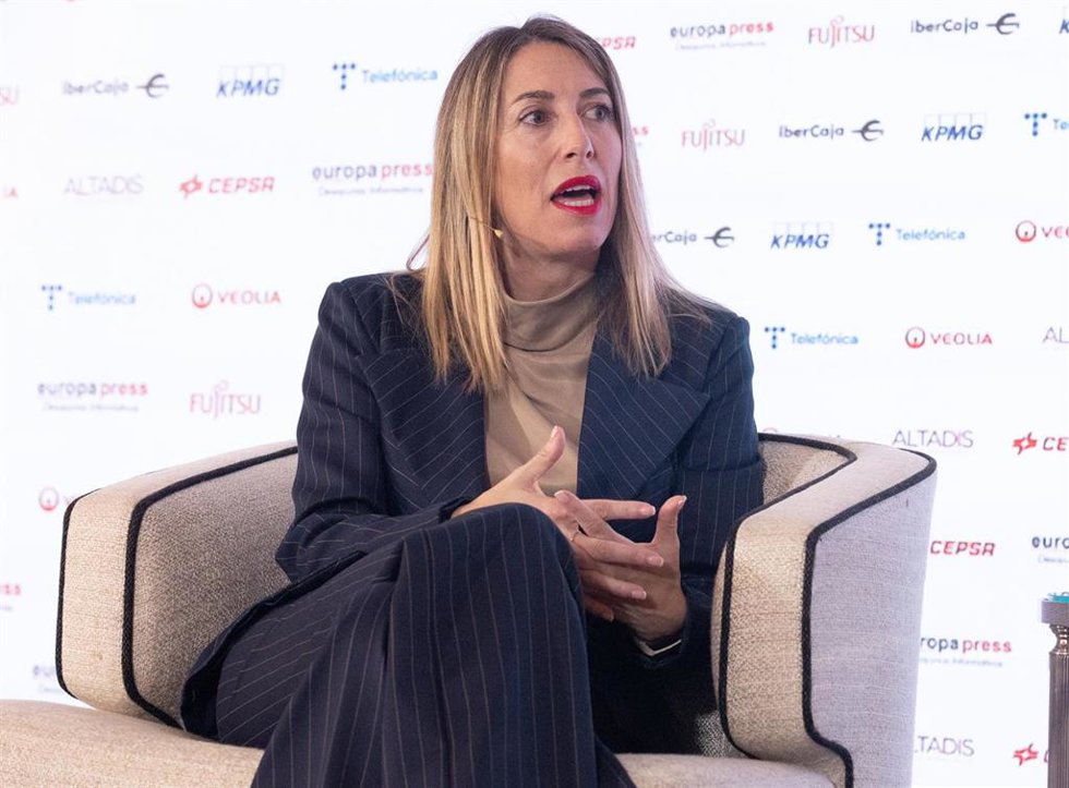 La presidenta de la Junta de Extremadura, María Guardiola, en un desayuno informativo de Europa Press, en el Hotel Rosewood Vila Magna, a 2 de noviembre de 2023, en Madrid (España).