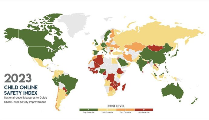 (Map) 2023 Child Online Safety Levels Of 100 Countries