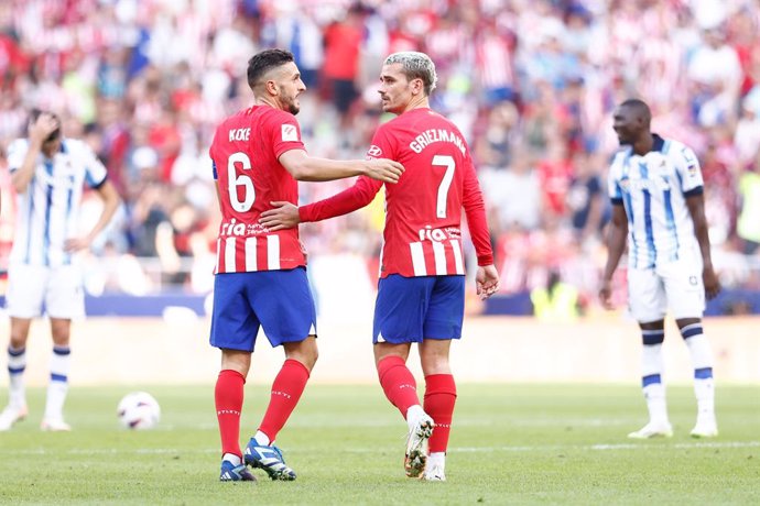 Antoine Griezmann of Atletico de Madrid celebrates a goal during the spanish league, La Liga EA Sports, football match played between Atletico de Madrid and Real Sociedad at Civitas Metropolitano stadium on October 8, 2023, in Madrid, Spain.