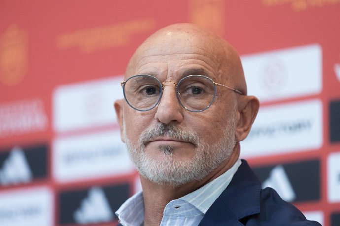 Luis de la Fuente, head coach of Spain, attends his press conference at Ciudad del Futbol on October 10, 2023, in Las Rozas, Madrid, Spain.