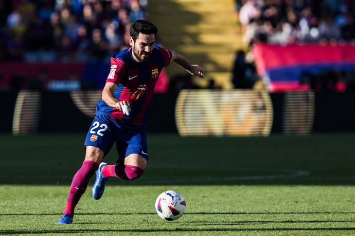 Ilkay Gundogan of FC Barcelona in action during the Spanish league, La Liga EA Sports, football match played between FC Barcelona and Real Madrid at Estadi Olimpic  on October 28, 2023 in Barcelona, Spain.