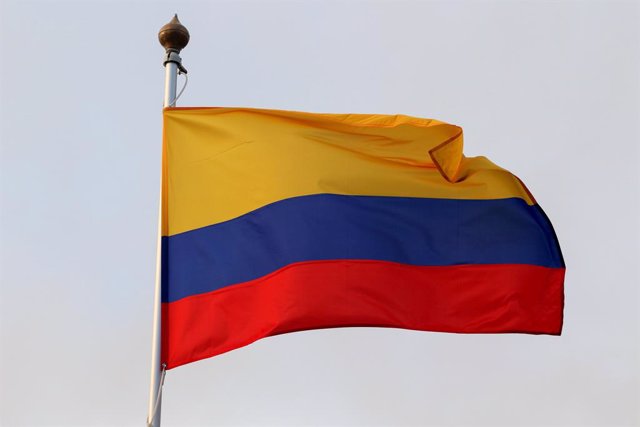 November 2, 2023, Saint Petersburg, Russia: The national flag of the Republic of Colombia as a participating country at the 12th St. Petersburg International Gas Forum