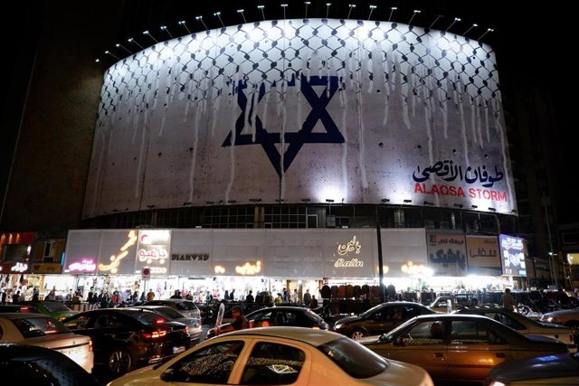 Pancarta contra Israel en la capital de Irán, Teherán
