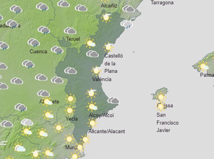 Predicción del tiempo para este sábado 4 de noviembre en la Comunitat Valenciana
