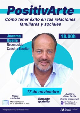 La Escuela de Familias de la Diputación trae al auditorio Edgar Neville al escritor y 'coach' Juanma Quelle el próximo 17 de noviembre