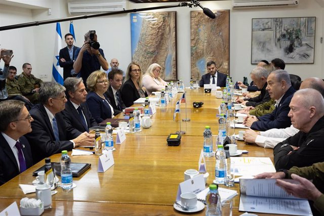 El primer ministro de Israel, Benjamin Netanyahu, recibe al secretario de Estado de Estados Unidos, Antony Blinken