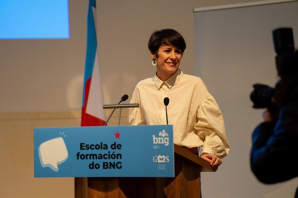 La portavoz nacional del BNG, Ana Pontón, durante una jornada de formación organizada en Santiago en colaboración con la Fudnación Galiza Sempre.