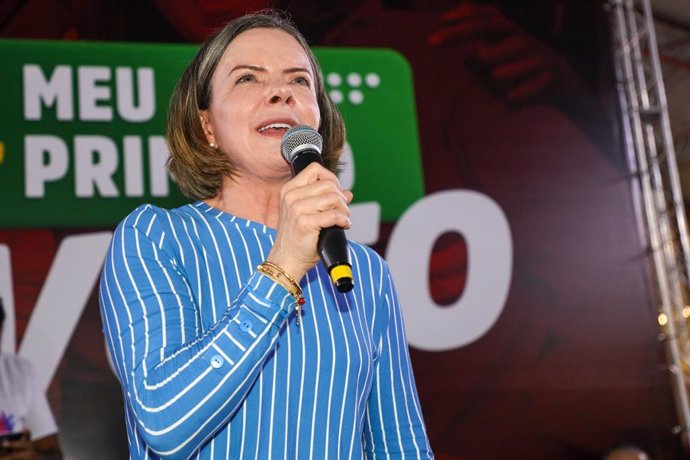 Archivo - December 17, 2021, SÃO PAULO, SÃO PAULO, USA: PT president Gleisi Hoffmann during the opening ceremony of the 5th National Youth Congress of the Workers' Party (PT) at the São Paulo Bank Workers Union Square in downtown São Paulo this Friday, 