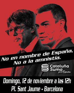 Cartell de la manifestació contra l'amnistia de Catalunya Suma