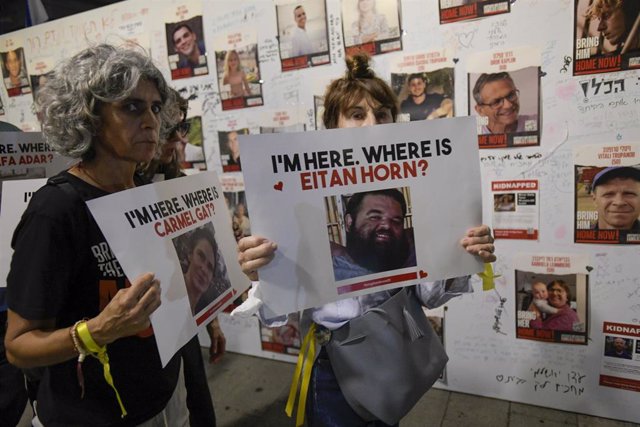 Manifestación por los secuestrados en la Franja de Gaza